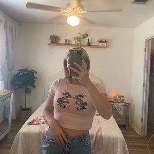 Double Dragon Crop Top Small